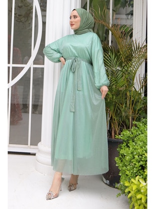 Mint Green - Fully Lined - Modest Dress - İmaj Butik