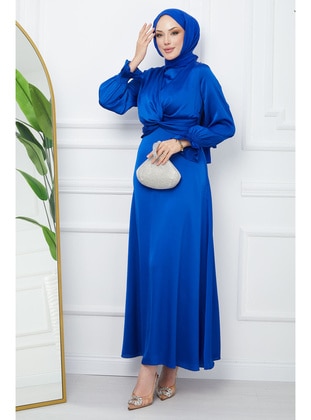 Saxe Blue - Unlined - Modest Evening Dress - İmaj Butik