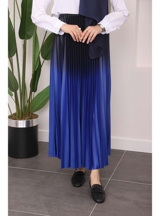 Saxe Blue - Unlined - Skirt - İmaj Butik