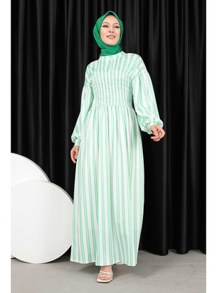 Green - Unlined - Modest Dress - İmaj Butik