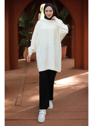 Cream - Knit Tunics - Hafsa Mina