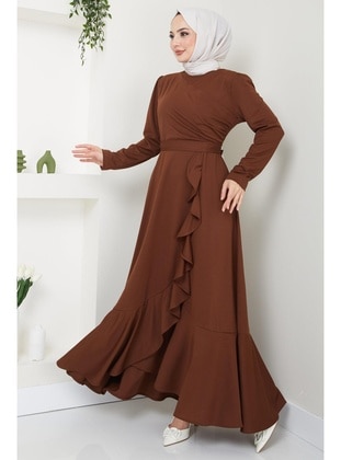 Brown - Modest Dress - Hafsa Mina