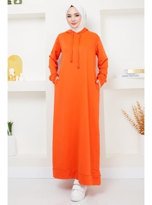 Orange - Modest Dress - Hafsa Mina