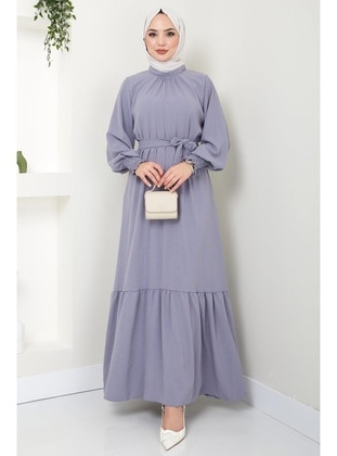 Grey - Modest Dress - Hafsa Mina