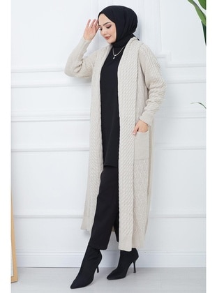 Stone Color - Knit Cardigan - Hafsa Mina