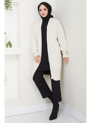 Cream - Knit Cardigan - Hafsa Mina