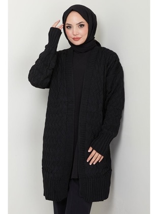 Black - Knit Cardigan - Hafsa Mina