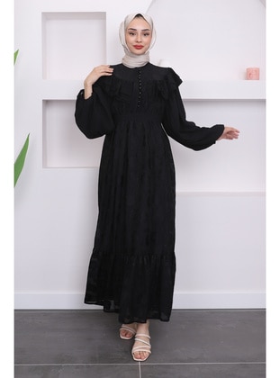 Black - Fully Lined - Modest Dress - İmaj Butik