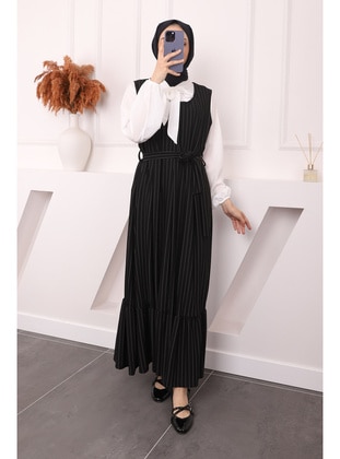 Black - Unlined - Modest Dress - İmaj Butik