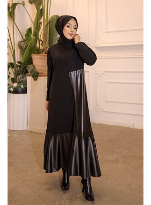 Black - Unlined - Modest Dress - İmaj Butik