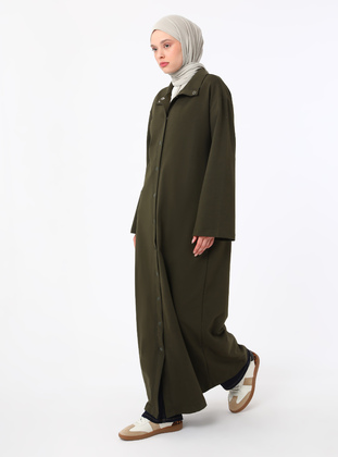 Khaki - Unlined - Crew neck - Topcoat - Benin