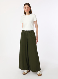 Baumwoll-Popeline-Hose Khaki