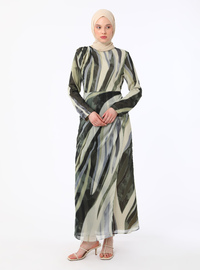 Khaki Zebra Modest Dress