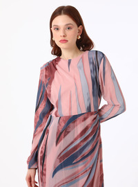 Robe Zébrée Drapée Rose