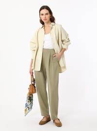 Pleated High Waist Pants Green
