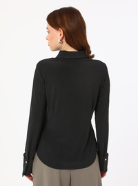 Wide Cuff Blouse Shirt Black Refka