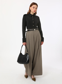 Wide Cuff Blouse Shirt Black Refka