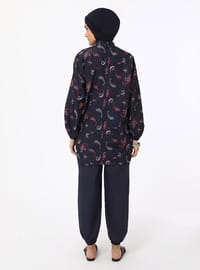 Paisley Bescheidener Badeanzug Marineblau
