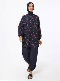 Paisley Bescheidener Badeanzug Marineblau