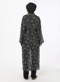 Schwarz-Weiß Schalmuster Kimono