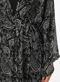 Schwarz-Weiß Schalmuster Kimono