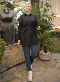 Belted Ribbed Tunic Black