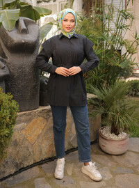 Belted Ribbed Tunic Black