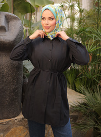 Belted Ribbed Tunic Black