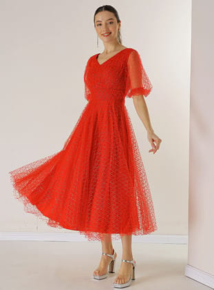 Red - Evening Dresses - By Saygı