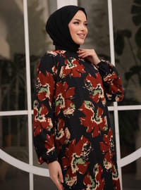Robe Fleurie Rouge brique