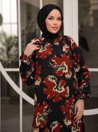 Robe Fleurie Rouge brique