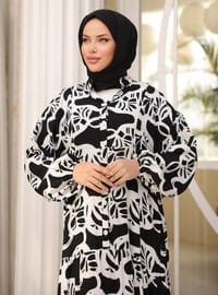 Robe Viscose Ample Noir Blanc