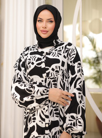 Robe Viscose Ample Noir Blanc