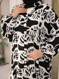 Robe Viscose Ample Noir Blanc