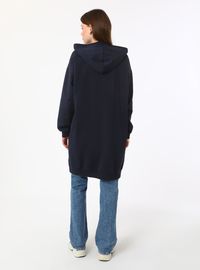Langes Kapuzen-Sweatshirt 2 Garn Marineblau