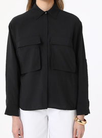 Modal Pocket Detail Blouse Black