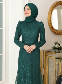Emerald Lined Evening Dress