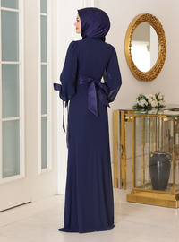 Robe de Soirée Modeste Bleu Marine