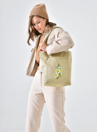 Zitronenblüten Gabardine Tasche Creme