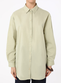 Long Sleeve Poplin Blouse Mint Green