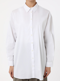 Long Sleeve Poplin Blouse White