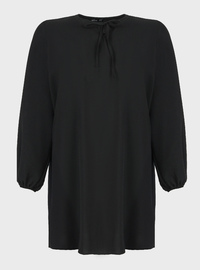 Plus Size Tie Neck Tunic Black