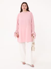 Plus Size Cuff Detail Tunic Dusty Rose