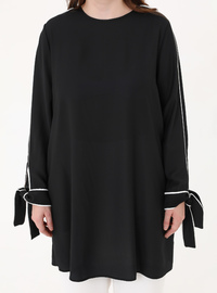 Plus Size Cuff Detail Tunic Black