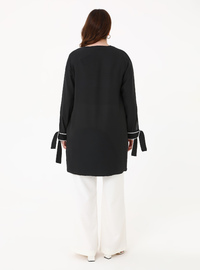 Plus Size Cuff Detail Tunic Black