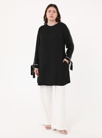 Plus Size Cuff Detail Tunic Black