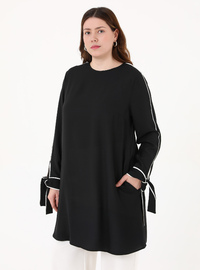 Plus Size Cuff Detail Tunic Black