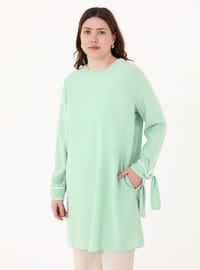 Plus Size Tunic with Sleeve Detail Mint Green