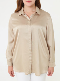 Sandstone Plus Size Satin Tunic