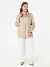 Sandstone Plus Size Satin Tunic